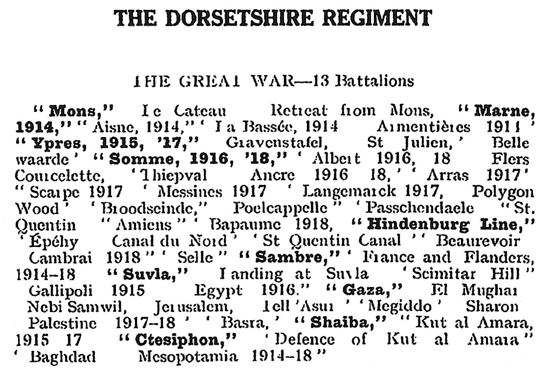 Dorset Regt Battle Honours