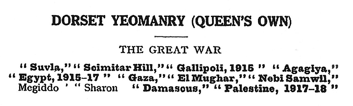 Dorset Yeomanry Battle Honours