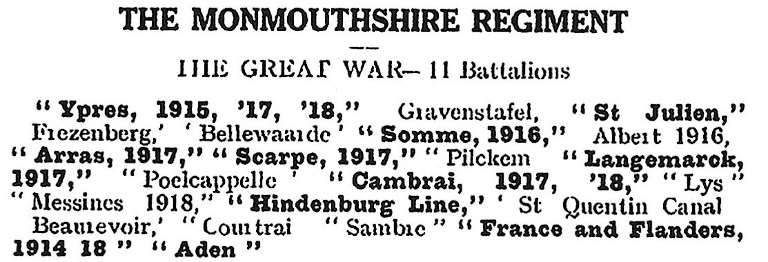 Monmouth Regiment Battle Honours