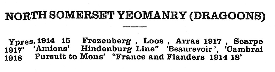 North Somerset Yeomanry Battle Honours