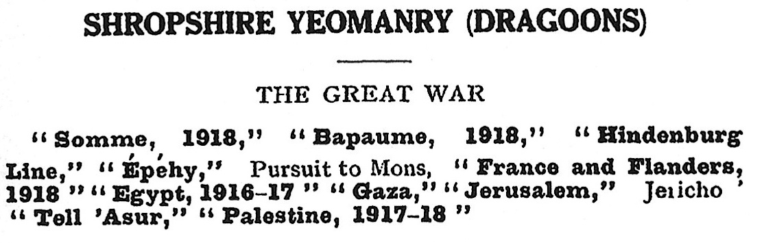 Shropshire Yeomanry Battle Honours